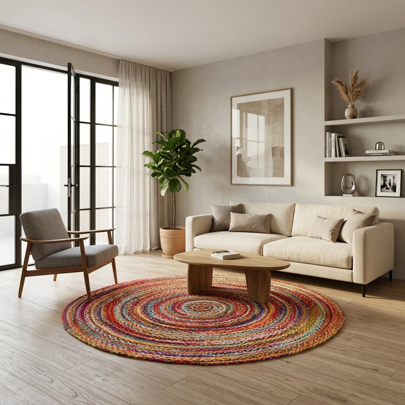 Jute tapijt Indigo Stripy