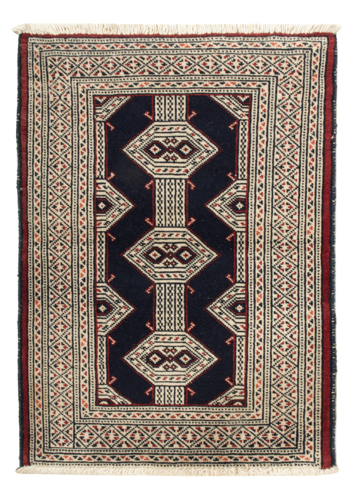 Turkaman tapijt - 87 x 64 cm - donkerblauw