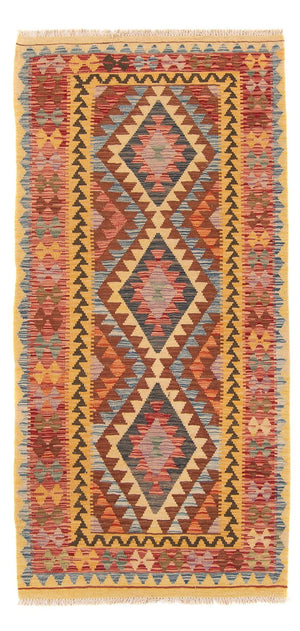 Loper Kelim tapijt - Splash - 196 x 100 cm - veelkleurig