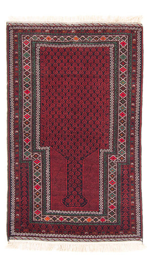 Baluch tapijt - Gebedskleed - 145 x 88 cm - rood
