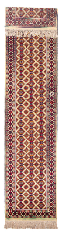 Loper Afghaans tapijt - 390 x 90 cm - beige