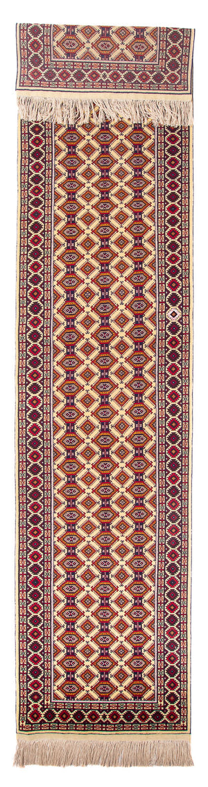 Loper Afghaans tapijt - 390 x 90 cm - beige