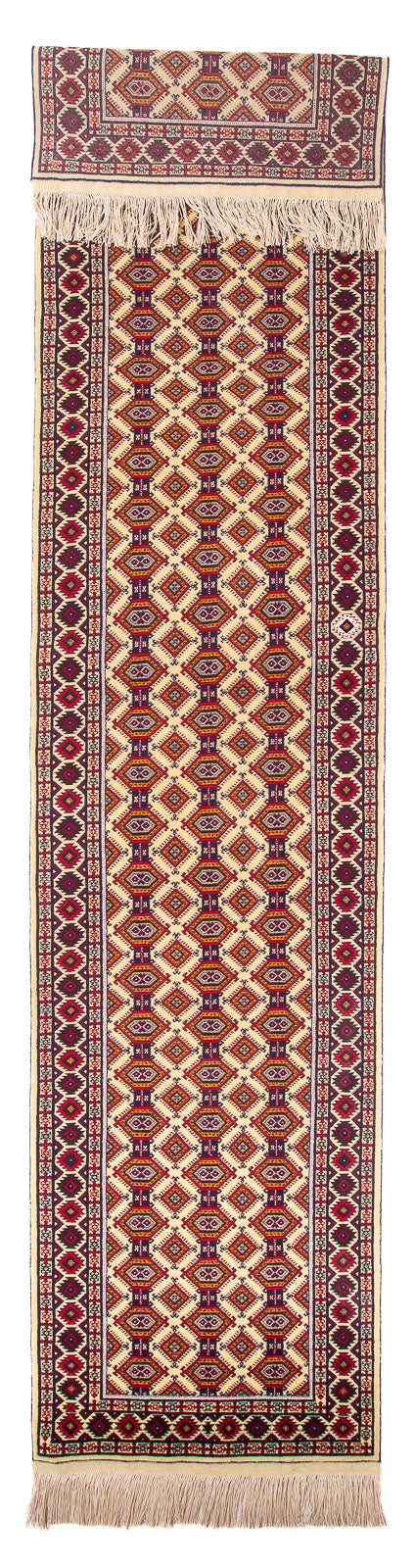 Loper Afghaans tapijt - 390 x 90 cm - beige