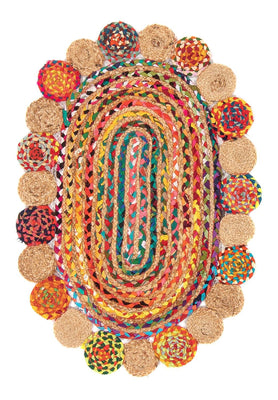 Sisal tapijt ovaal  - 91 x 61 cm - veelkleurig