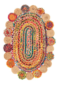Sisal tapijt ovaal  - 91 x 61 cm - veelkleurig