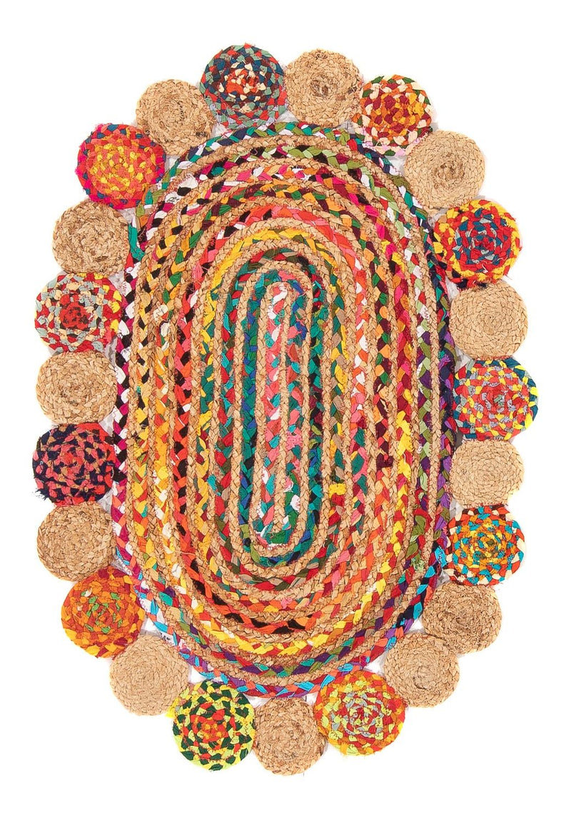 Sisal tapijt ovaal  - 91 x 61 cm - veelkleurig