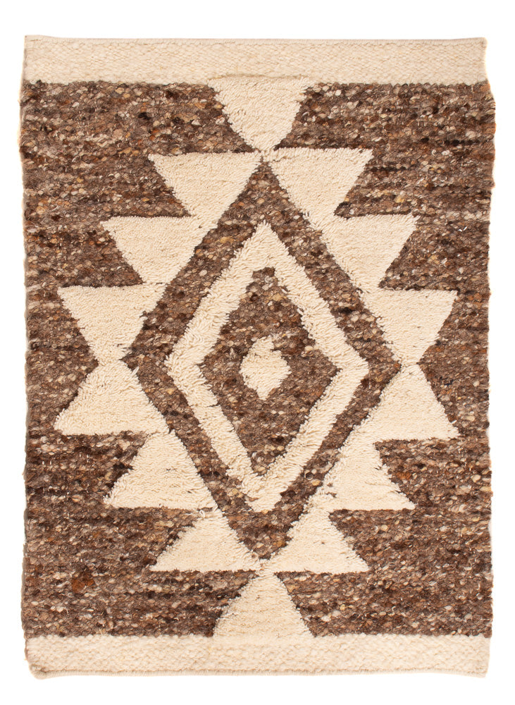 Wollen tapijt - 90 x 60 cm - donker beige