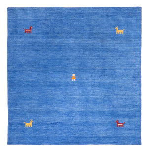 Gabbeh Tapijt - Zacht vierkant  - 150 x 150 cm - blauw