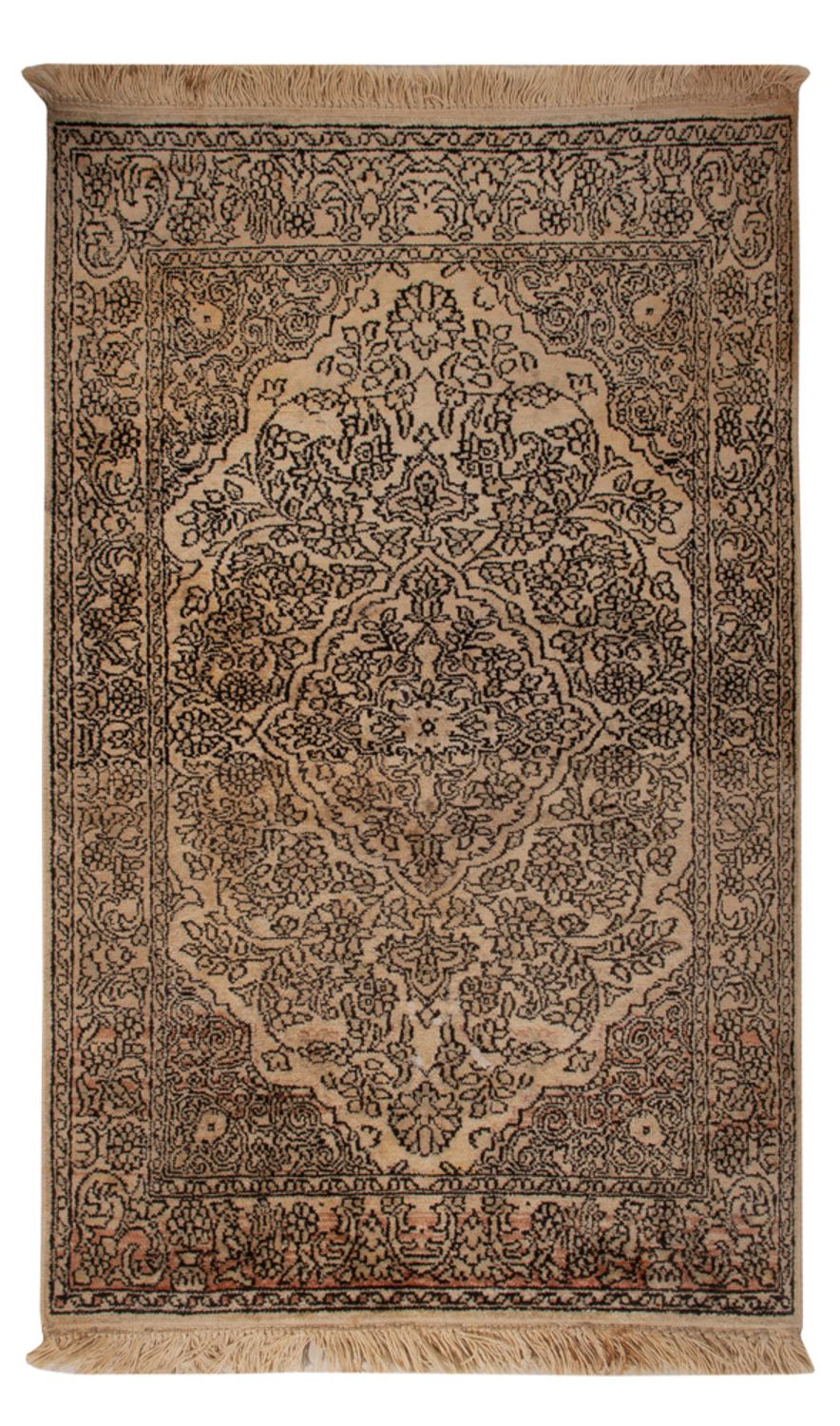 Zijden tapijt - Kashmir Silk - 103 x 60 cm - beige
