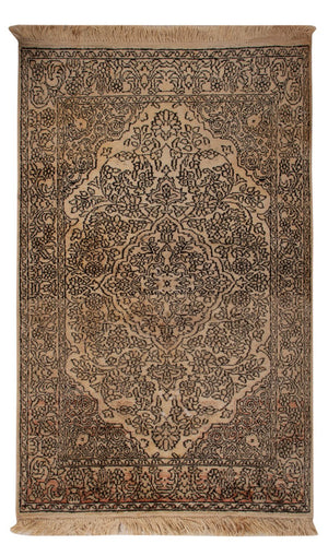 Zijden tapijt - Kashmir Silk - 103 x 60 cm - beige
