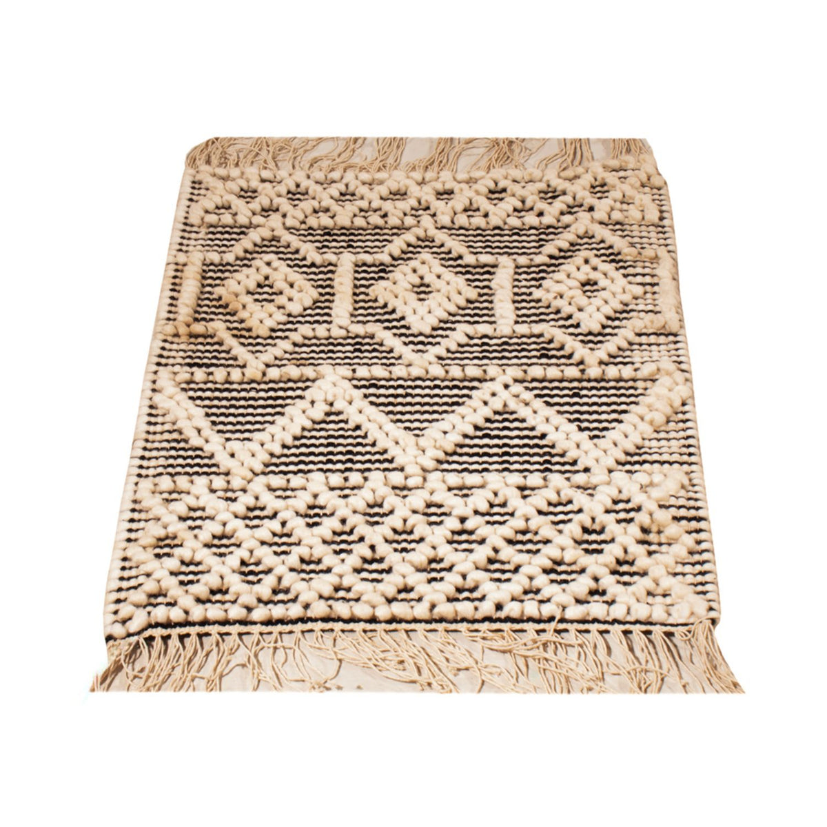 Wollen tapijt - 58 x 46 cm - zwart en wit