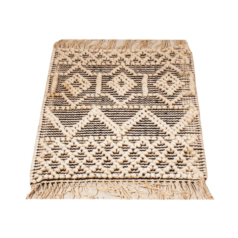 Wollen tapijt - 58 x 46 cm - zwart en wit