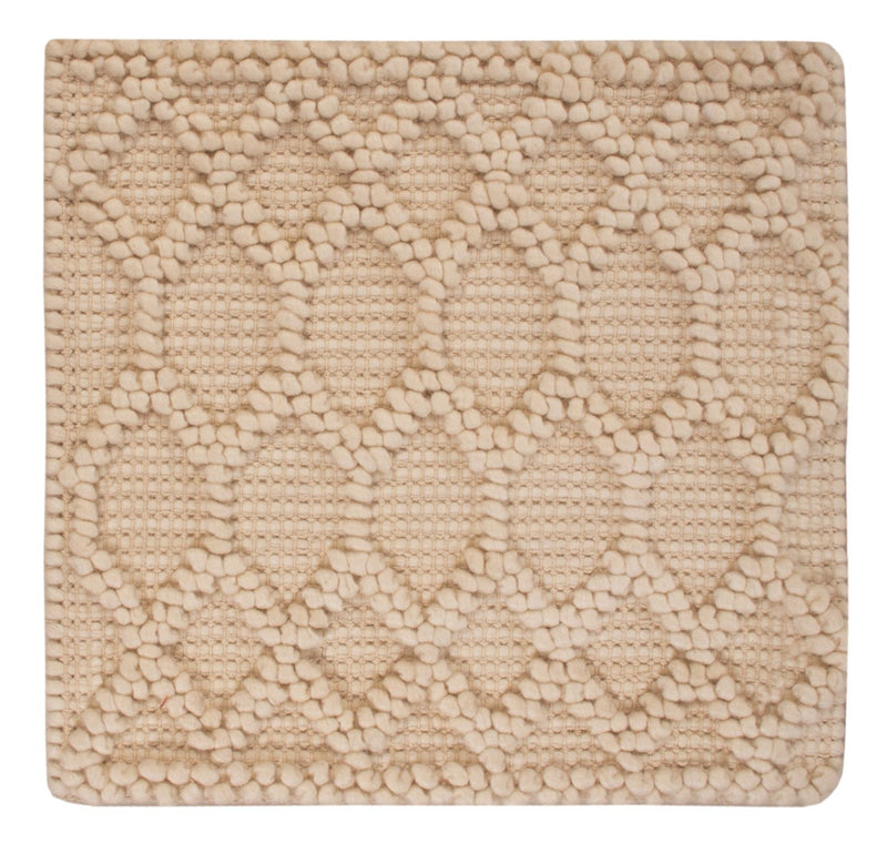 Wollen tapijt vierkant  - 48 x 42 cm - beige
