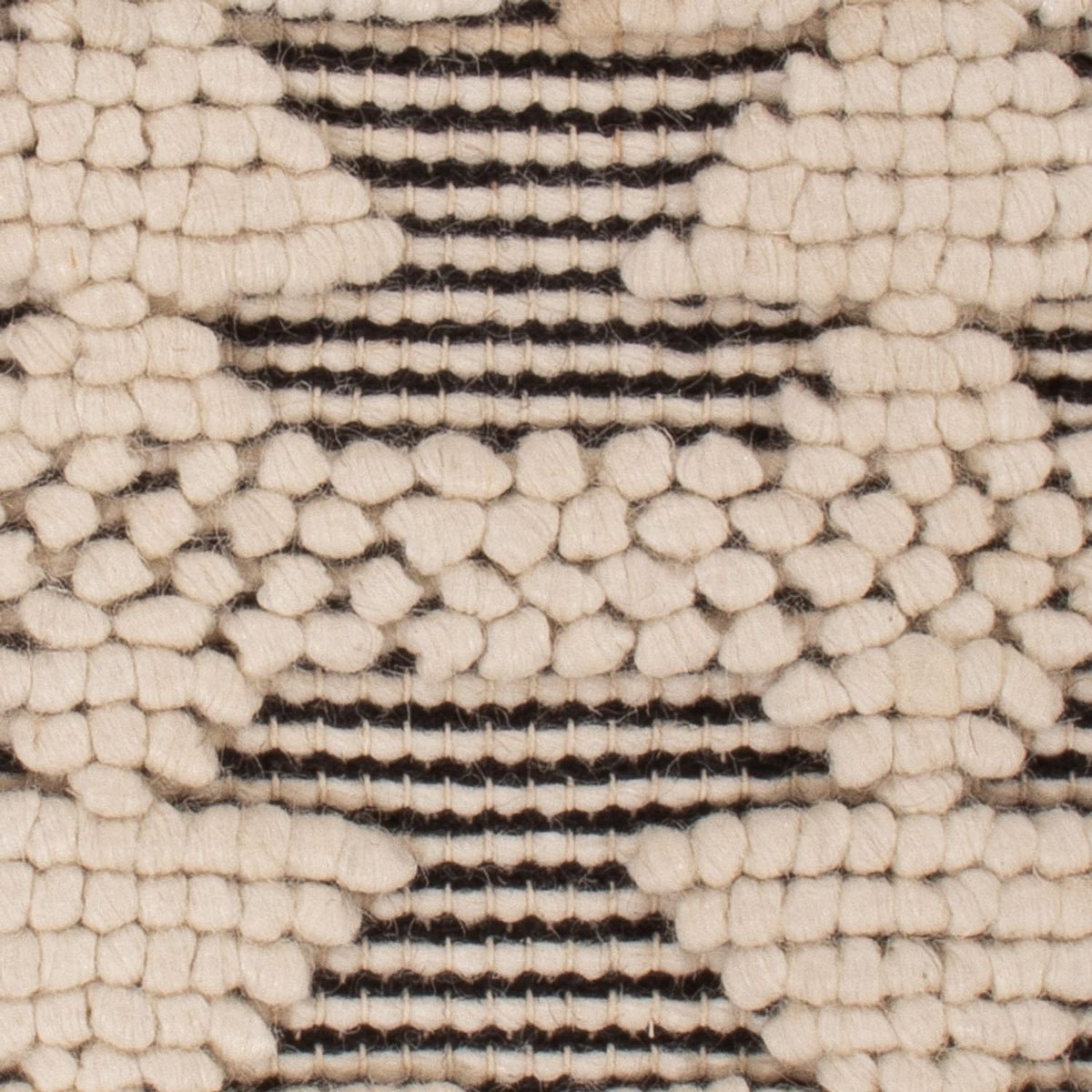 Wollen tapijt vierkant  - 49 x 46 cm - zwart en wit