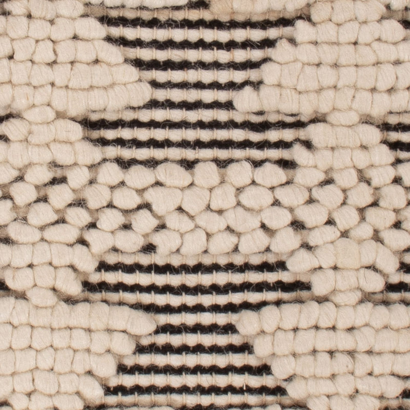 Wollen tapijt vierkant  - 49 x 46 cm - zwart en wit