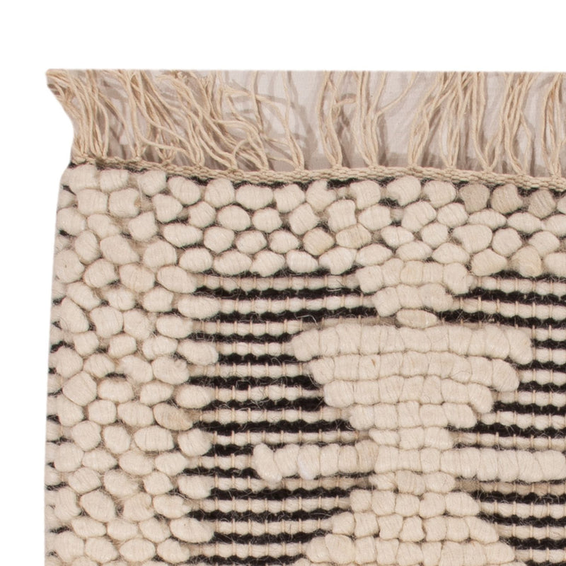 Wollen tapijt vierkant  - 49 x 46 cm - zwart en wit