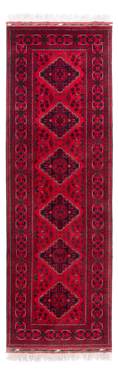 Loper Afghaans tapijt - 292 x 90 cm - rood