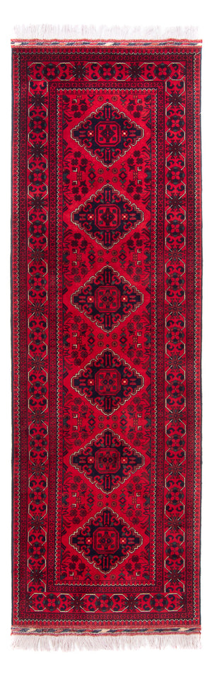 Loper Afghaans tapijt - 292 x 90 cm - rood