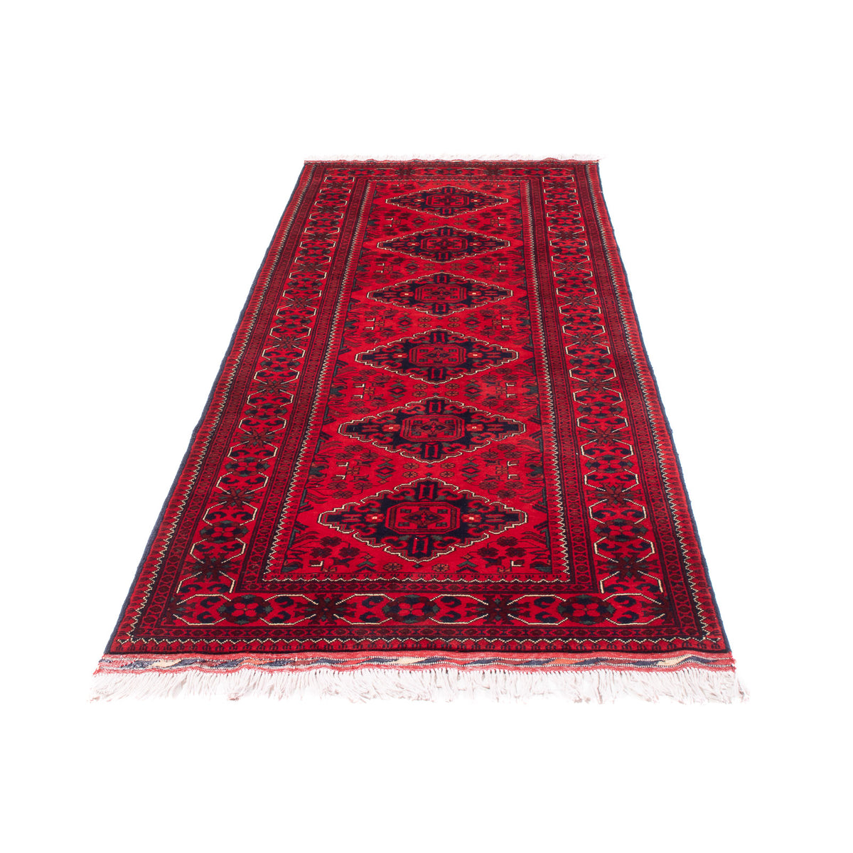Loper Afghaans tapijt - 292 x 90 cm - rood