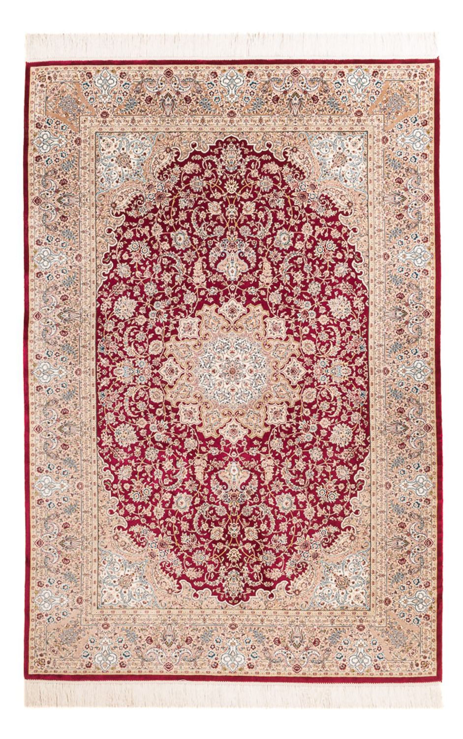 Zijden tapijt - Ghom Silk - Premium - 227 x 145 cm - rood