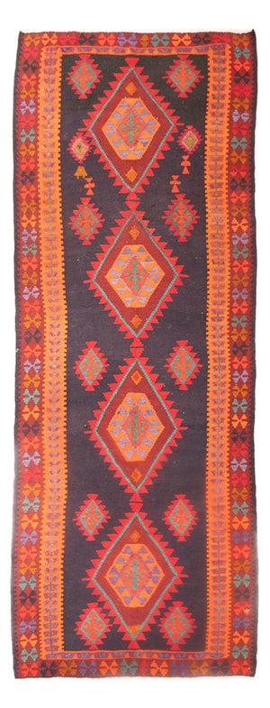 Loper Kelim tapijt - Oud - 385 x 145 cm - veelkleurig