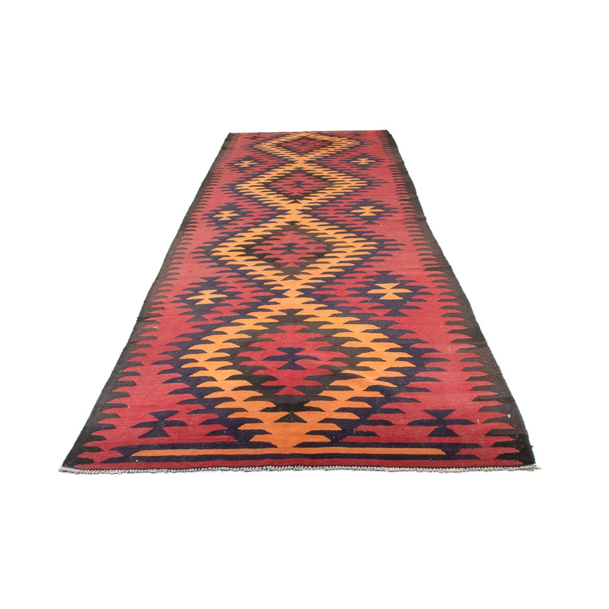 Loper Kelim tapijt - Oud - 423 x 140 cm - donkerrood