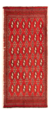 Loper Turkaman tapijt - 100 x 50 cm - rood