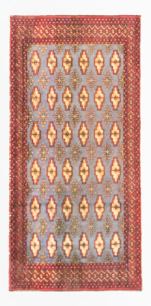 Loper Turkaman tapijt - 136 x 57 cm - lichtblauw