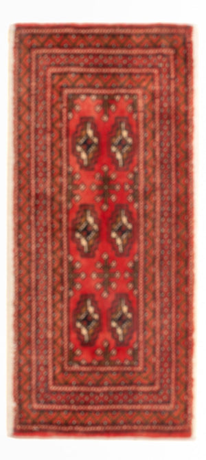 Turkaman tapijt - 100 x 50 cm - donkerrood