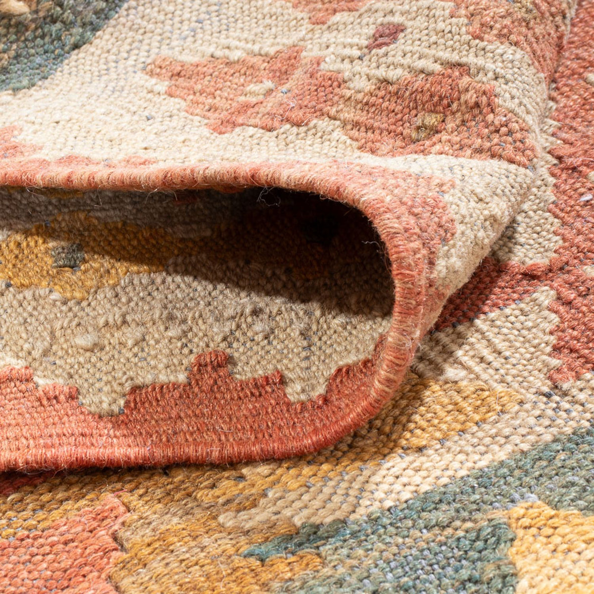 Loper Kelim tapijt - Splash - 315 x 95 cm - licht beige