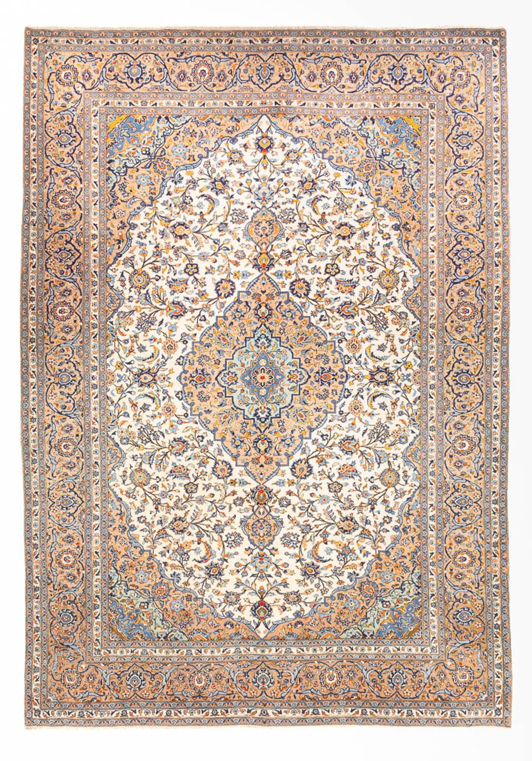 Perzisch tapijt - Keshan - 405 x 302 cm - donker beige
