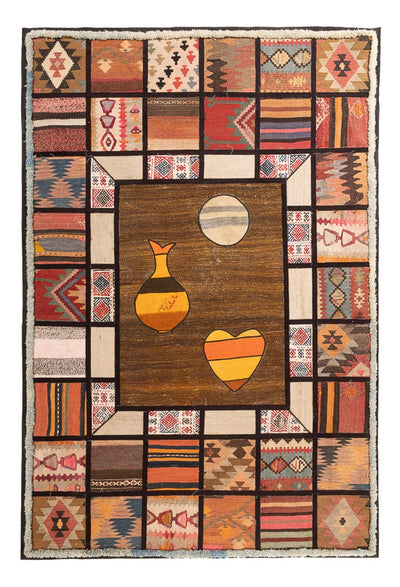 Patchwork tapijt 135x200cm - Perserteppich Wollteppich