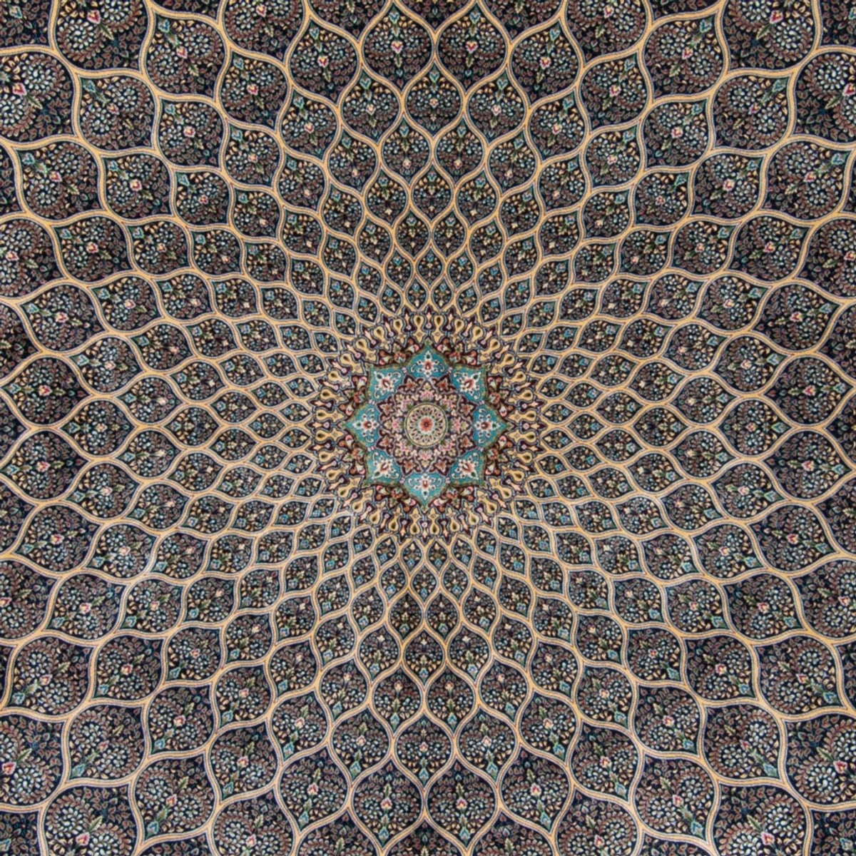 Perzisch tapijt - Ghom - 300 x 200 cm - donkerblauw