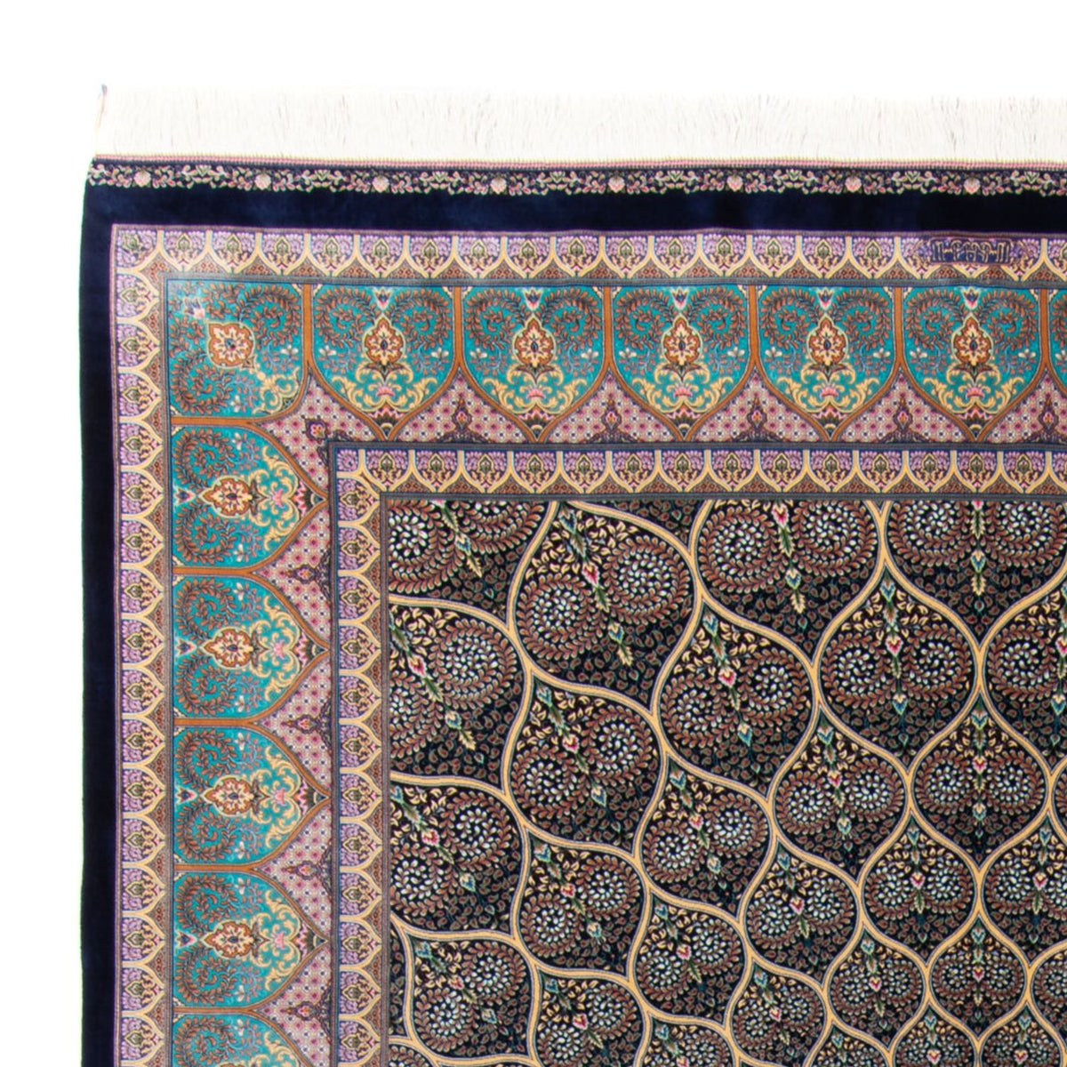 Perzisch tapijt - Ghom - 300 x 200 cm - donkerblauw