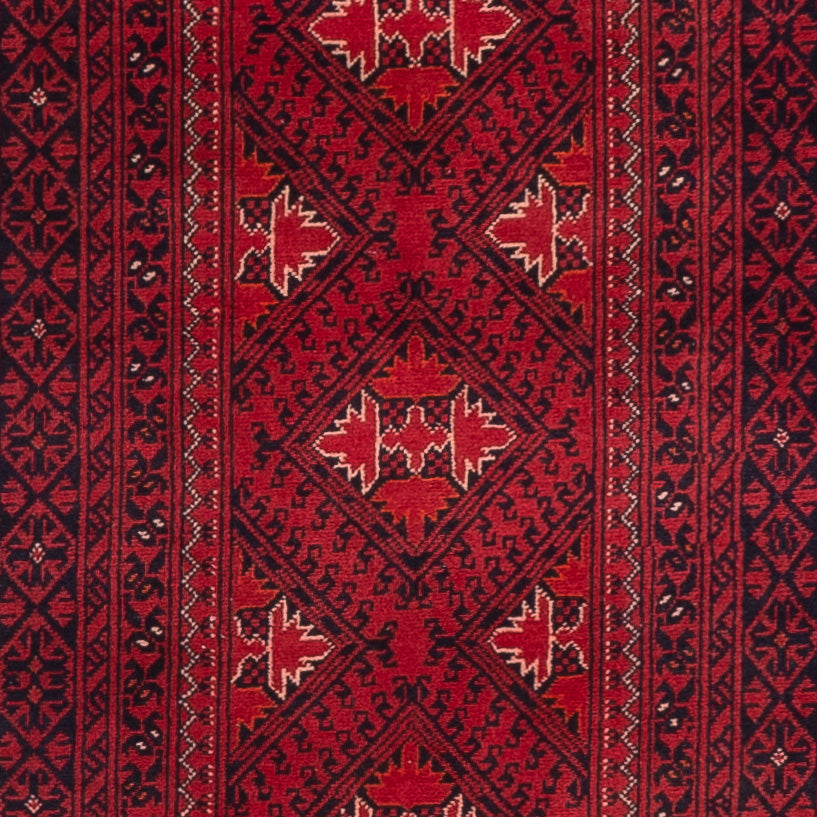 Loper Afghaans tapijt - 390 x 77 cm - rood