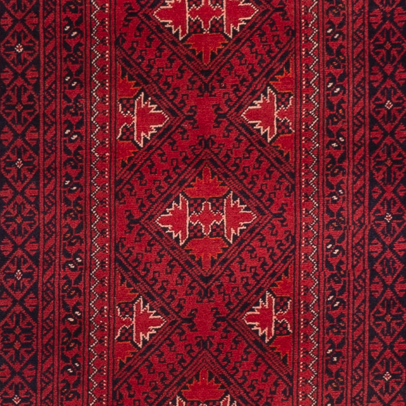 Loper Afghaans tapijt - 390 x 77 cm - rood