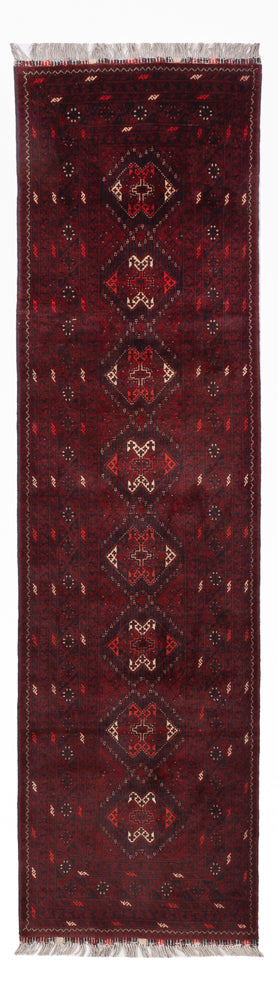Loper Afghaans tapijt - 295 x 79 cm - rood