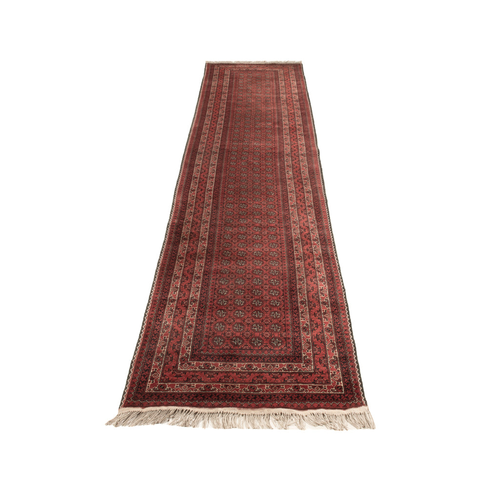 Loper Afghaans tapijt - Bukhara - 376 x 75 cm - rood