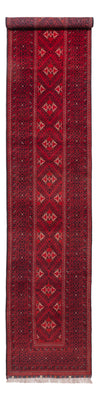 Loper Afghaans tapijt - 388 x 77 cm - rood