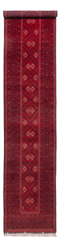 Loper Afghaans tapijt - 388 x 77 cm - rood
