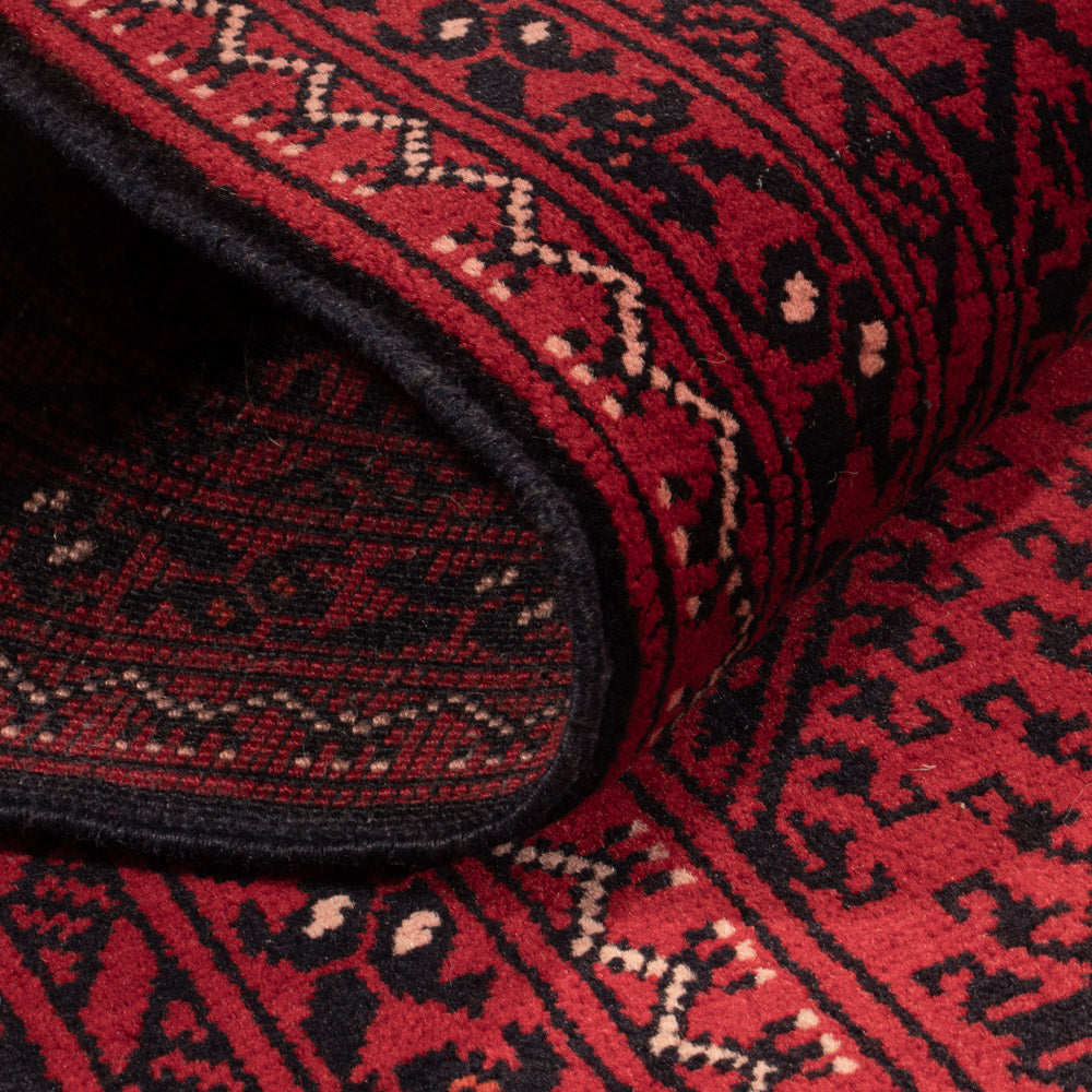 Loper Afghaans tapijt - 388 x 77 cm - rood