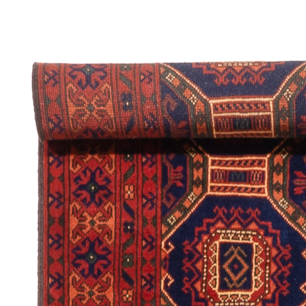 Loper Afghaans tapijt - 409 x 86 cm - donker beige