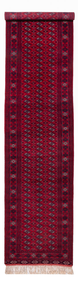 Loper Turkaman tapijt - 396 x 87 cm - rood