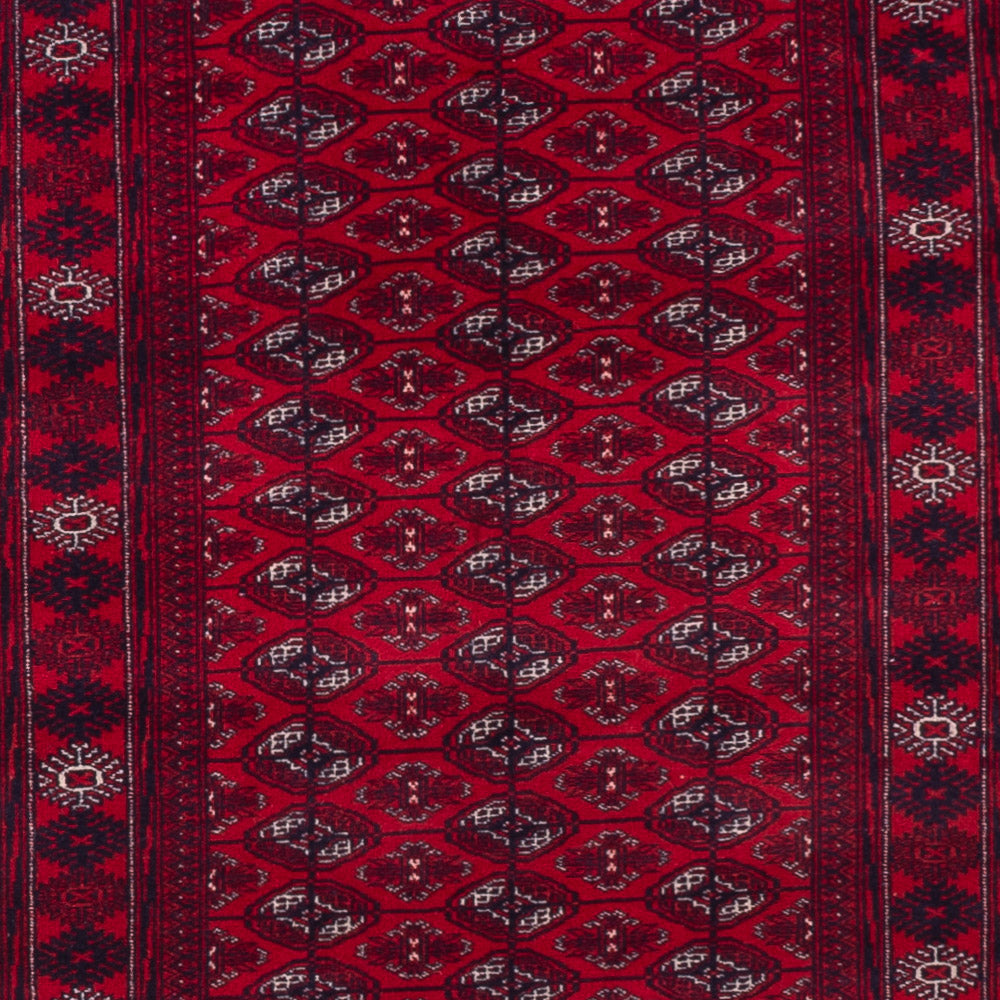 Loper Turkaman tapijt - 396 x 87 cm - rood