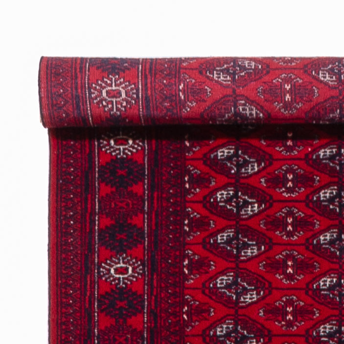 Loper Turkaman tapijt - 396 x 87 cm - rood