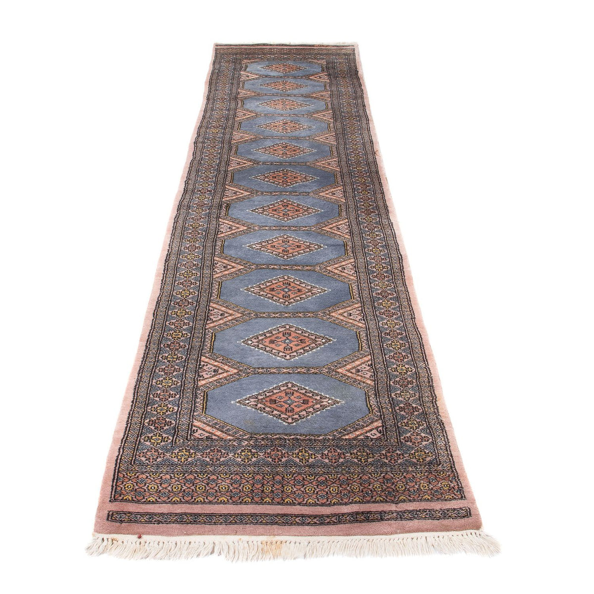Loper Pakistaans tapijt - 325 x 80 cm - lichtblauw