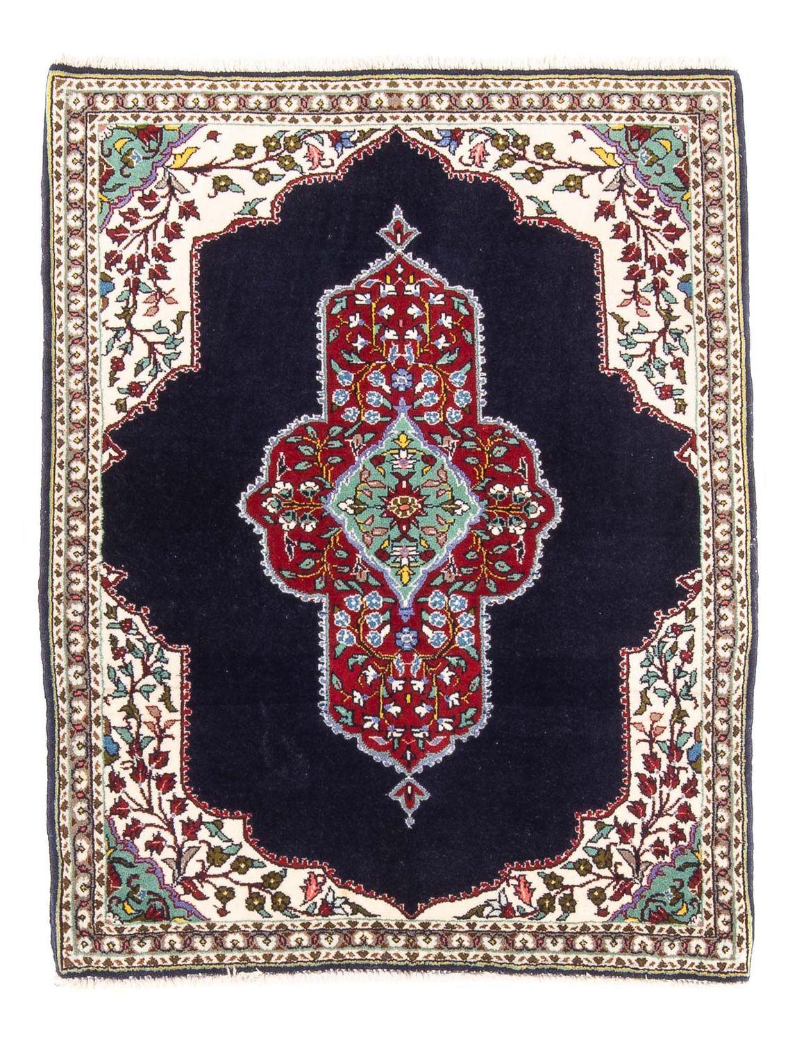 Perzisch tapijt - Tabriz - Royal - 96 x 76 cm - donkerblauw
