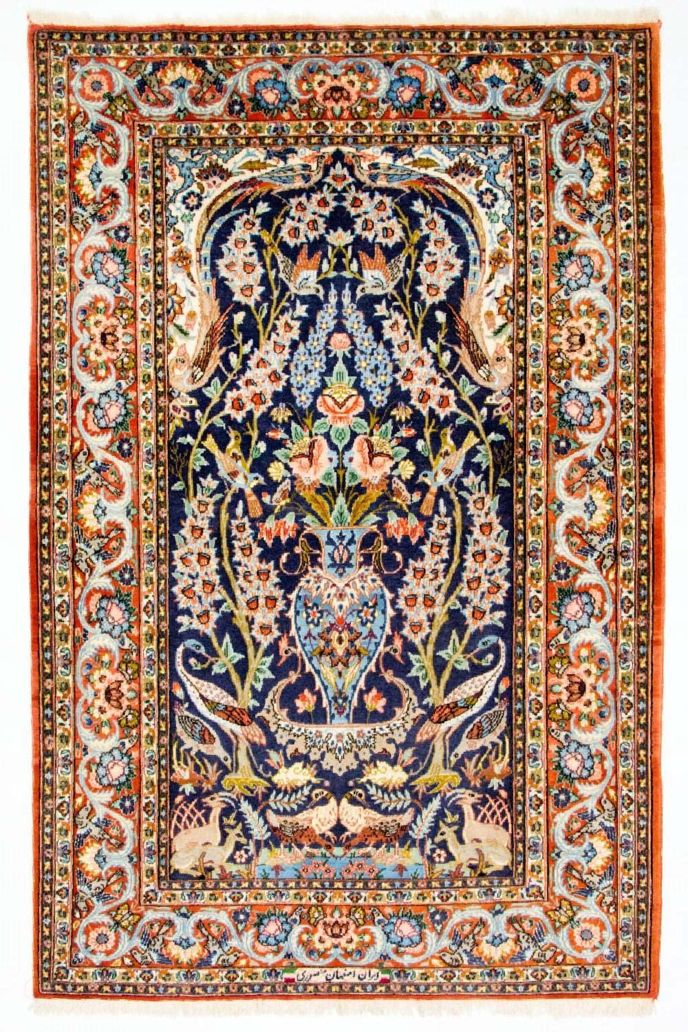Perzisch tapijt - Isfahan - Premium - 160 x 106 cm - donkerblauw