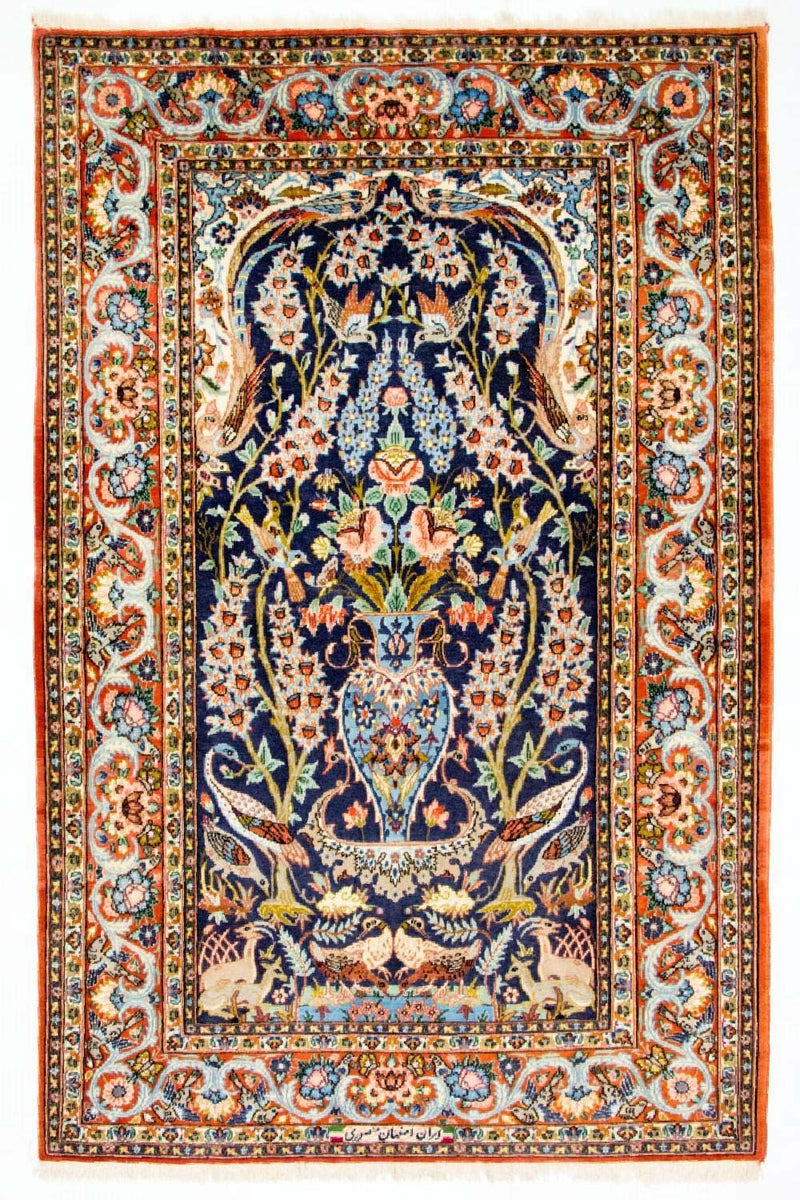 Perzisch tapijt - Isfahan - Premium - 160 x 106 cm - donkerblauw