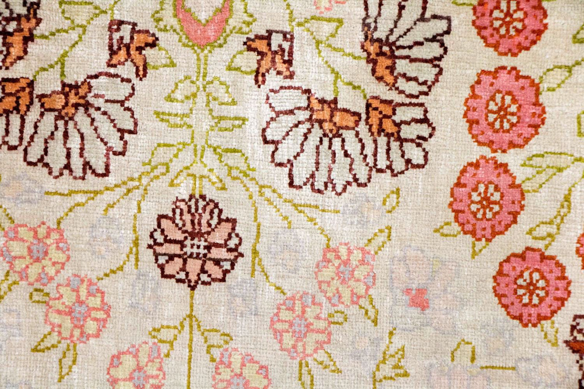 Zijden tapijt - Hereke Silk - Premium - 100 x 64 cm - beige